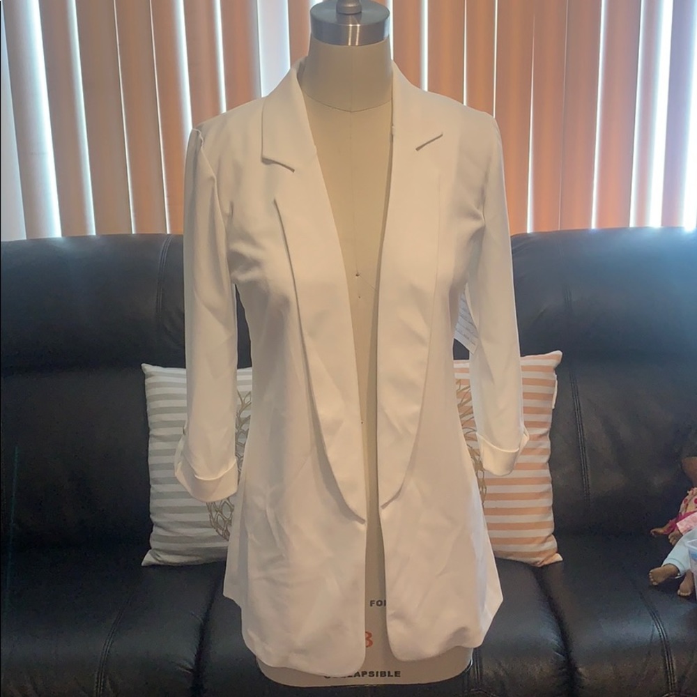 White Open front blazer